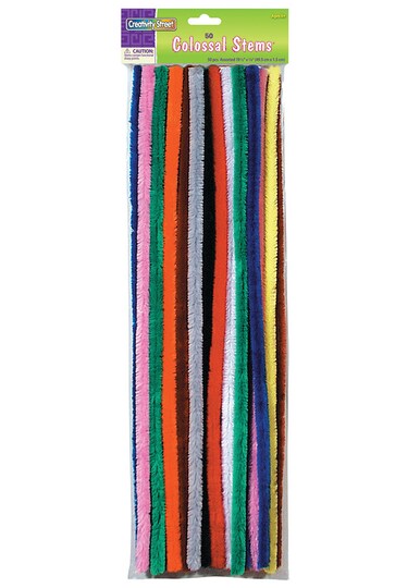 Creativity Street; Creativity Street Chenille Stems, Colossal, Assorted Colors 50/Pkg.; Category:Craft Sticks; Image:1